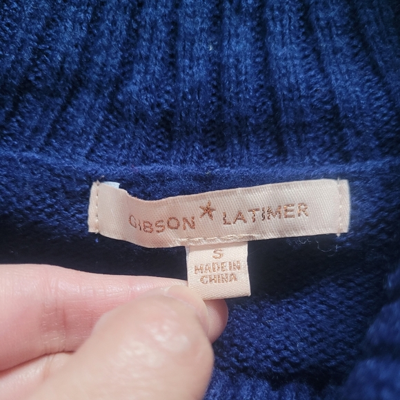 Gibson Latimer chunky layered look navy sweater - Picture 3 of 6